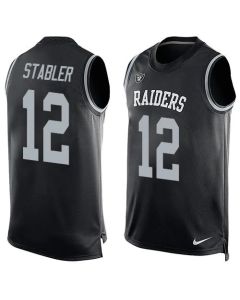 Raiders #12 Kenny Stabler Black Team Color Men's Stitched NFL Limited Tank Top Jersey