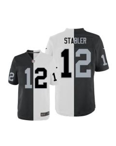 Raiders #12 Kenny Stabler White/Black Men's Stitched NFL Elite Split Jersey