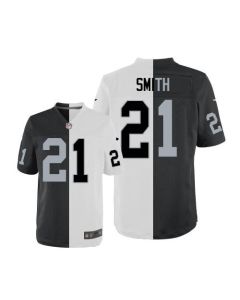 Raiders #21 Sean Smith White/Black Men's Stitched NFL Elite Split Jersey