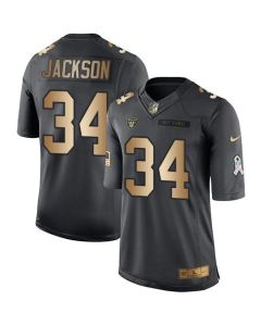 Raiders #34 Bo Jackson Black Men's Stitched NFL Limited Gold Salute To Service Jersey