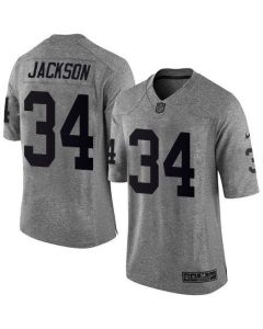 Raiders #34 Bo Jackson Gray Men's Stitched NFL Limited Gridiron Gray Jersey