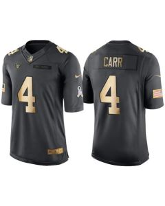 Raiders #4 Derek Carr Black Men's Stitched NFL Limited Gold Salute To Service Jersey