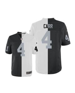 Raiders #4 Derek Carr White/Black Men's Stitched NFL Elite Split Jersey