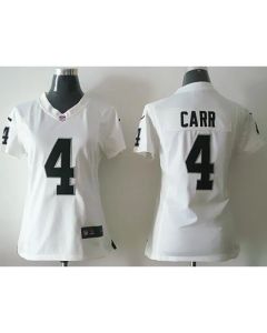 Raiders #4 Derek Carr White Women's Stitched NFL Elite Jersey