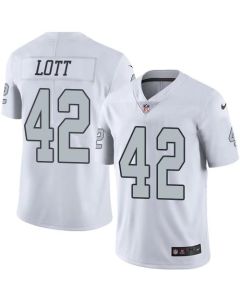 Raiders #42 Ronnie Lott White Men's Stitched NFL Limited Rush Jersey