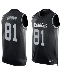 Raiders #81 Tim Brown Black Team Color Men's Stitched NFL Limited Tank Top Jersey