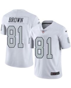 Raiders #81 Tim Brown White Men's Stitched NFL Limited Rush Jersey