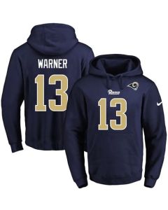 Rams #13 Kurt Warner Navy Blue Name & Number Pullover NFL Hoodie