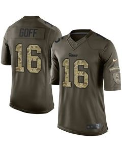 Rams #16 Jared Goff Green Men's Stitched NFL Limited Salute to Service Jersey