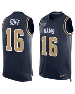 Rams #16 Jared Goff Navy Blue Team Color Men's Stitched NFL Limited Tank Top Jersey