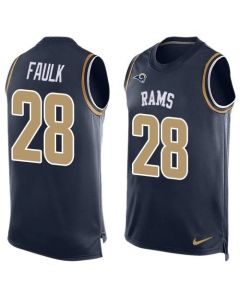 Rams #28 Marshall Faulk Navy Blue Team Color Men's Stitched NFL Limited Tank Top Jersey