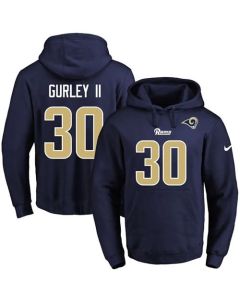 Rams #30 Todd Gurley II Navy Blue Name & Number Pullover NFL Hoodie