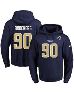 Rams #90 Michael Brockers Navy Blue Name & Number Pullover NFL Hoodie