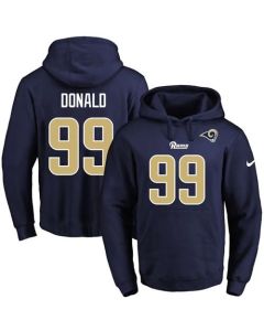 Rams #99 Aaron Donald Navy Blue Name & Number Pullover NFL Hoodie