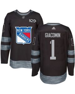 Rangers #1 Eddie Giacomin Black 1917-2017 100th Anniversary Stitched NHL Jersey