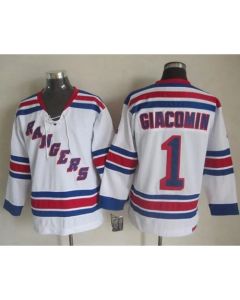 Rangers #1 Eddie Giacomin White CCM Throwback Stitched NHL Jersey