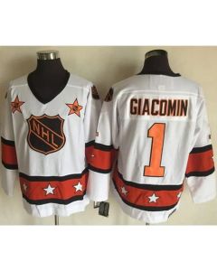 Rangers #1 Eddie Giacomin White/Orange All Star CCM Throwback Stitched NHL Jersey