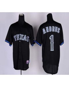 Rangers #1 Elvis Andrus Black Fashion Stitched MLB Jersey