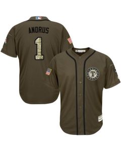 Rangers #1 Elvis Andrus Green Salute to Service Stitched MLB Jersey