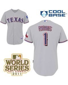 Rangers #1 Elvis Andrus Grey Cool Base 2011 World Series Patch Stitched MLB Jersey