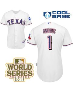 Rangers #1 Elvis Andrus White Cool Base 2011 World Series Patch Stitched MLB Jersey