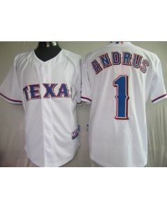 Rangers #1 Elvis Andrus White Stitched MLB Jersey