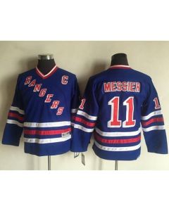 Rangers #11 Mark Messier Blue CCM Throwback Stitched Youth NHL Jersey