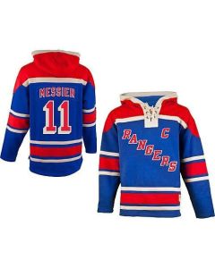 Rangers #11 Mark Messier Blue Sawyer Hooded Sweatshirt Stitched NHL Jersey