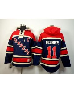 Rangers #11 Mark Messier Navy Blue Sawyer Hooded Sweatshirt Stitched NHL Jersey