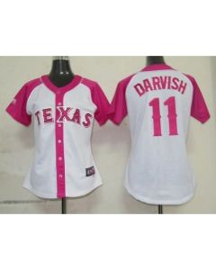 Rangers #11 Yu Darvish White/Pink Women's Splash Fashion Stitched MLB Jersey