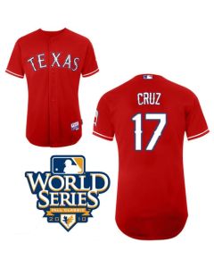 Rangers #17 Nelson Cruz Red Cool Base w/2010 World Series Patch Stitched MLB Jerseys