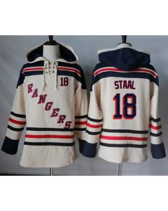 Rangers #18 Marc Staal Cream Sawyer Hooded Sweatshirt Stitched NHL Jersey