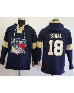 Rangers #18 Marc Staal Navy Blue Pullover Hoodie Stitched NHL Jersey