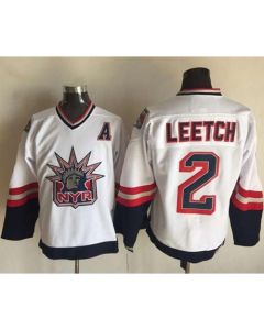 Rangers #2 Brian Leetch White CCM Statue of Liberty Stitched NHL Jersey