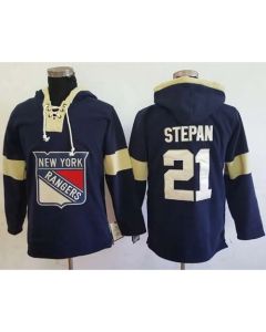 Rangers #21 Derek Stepan Navy Blue Pullover Hoodie Stitched NHL Jersey