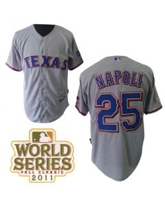 Rangers #25 Mike Napoli Grey Cool Base 2011 World Series Patch Stitched MLB Jerseys