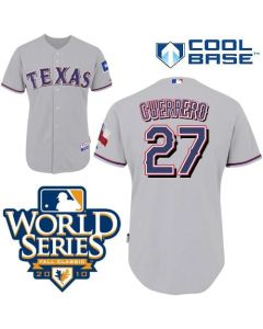 Rangers #27 Vladimir Guerrero Grey Cool Base w/2010 World Series Patch Stitched MLB Jersey