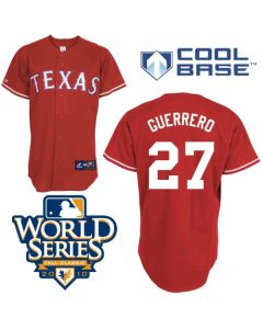 Rangers #27 Vladimir Guerrero Red Cool Base w/2010 World Series Patch Stitched MLB Jersey