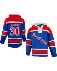 Rangers #30 Henrik Lundqvist Blue Sawyer Hooded Sweatshirt Stitched NHL Jersey