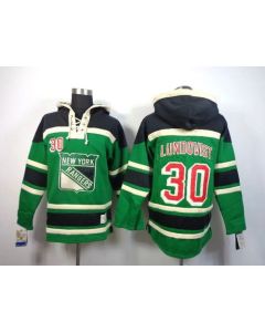 Rangers #30 Henrik Lundqvist Green St. Patrick's Day McNary Lace Hoodie Stitched NHL Jersey