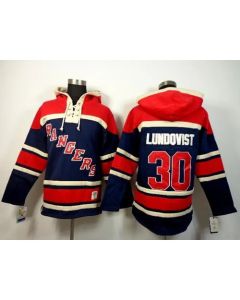 Rangers #30 Henrik Lundqvist Navy Blue Sawyer Hooded Sweatshirt Stitched NHL Jersey