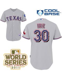 Rangers #30 Naftali Feliz Grey Cool Base 2011 World Series Patch Stitched MLB Jersey