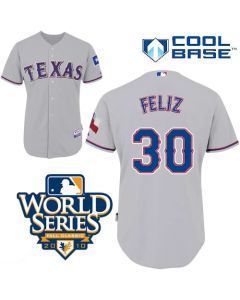 Rangers #30 Naftali Feliz Grey Cool Base w/2010 World Series Patch Stitched MLB Jerseys