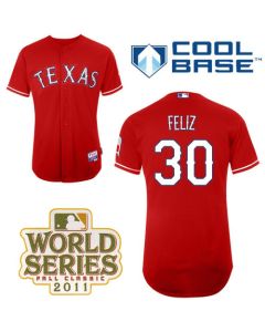 Rangers #30 Naftali Feliz Red Cool Base 2011 World Series Patch Stitched MLB Jersey