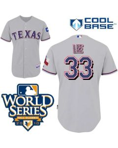 Rangers #33 Cliff Lee Grey Cool Base w/2010 World Series Patch Stitched MLB Jersey