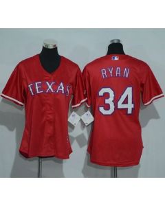 Rangers #34 Nolan Ryan Red Women's Alternate Stitched MLB Jersey