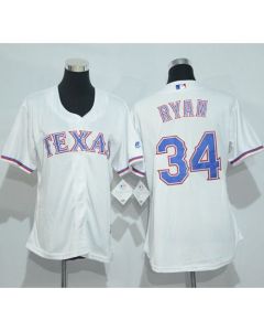 Rangers #34 Nolan Ryan White Women's Home Stitched MLB Jersey