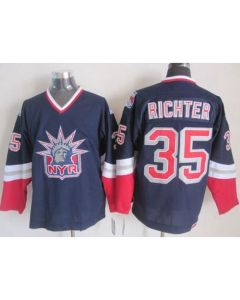 Rangers #35 Mike Richter Navy Blue CCM Statue of Liberty Stitched NHL Jersey