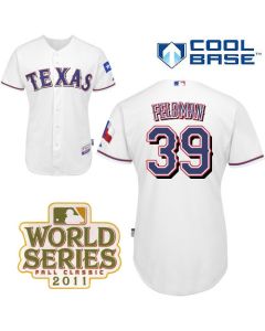 Rangers #39 Scott Feldman White Cool Base 2011 World Series Patch Stitched MLB Jersey