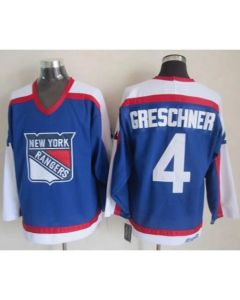Rangers #4 Ron Greschner Blue/White CCM Throwback Stitched NHL Jersey